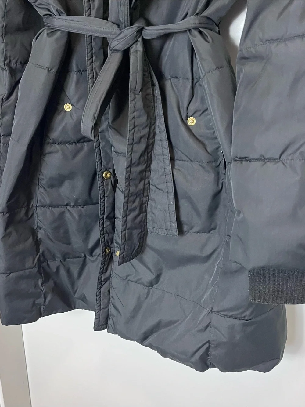 J. Crew Mercantile Belted Quilted Long Puffer Coat Winter Jacket Black Large